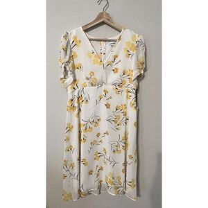 Calvin Klein Yellow Floral Empire Waist Dress Size 12
